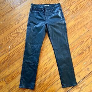 Levi’s Premium Women’s 724 Faux Leather High-Rise Straight 30 X 32 Black